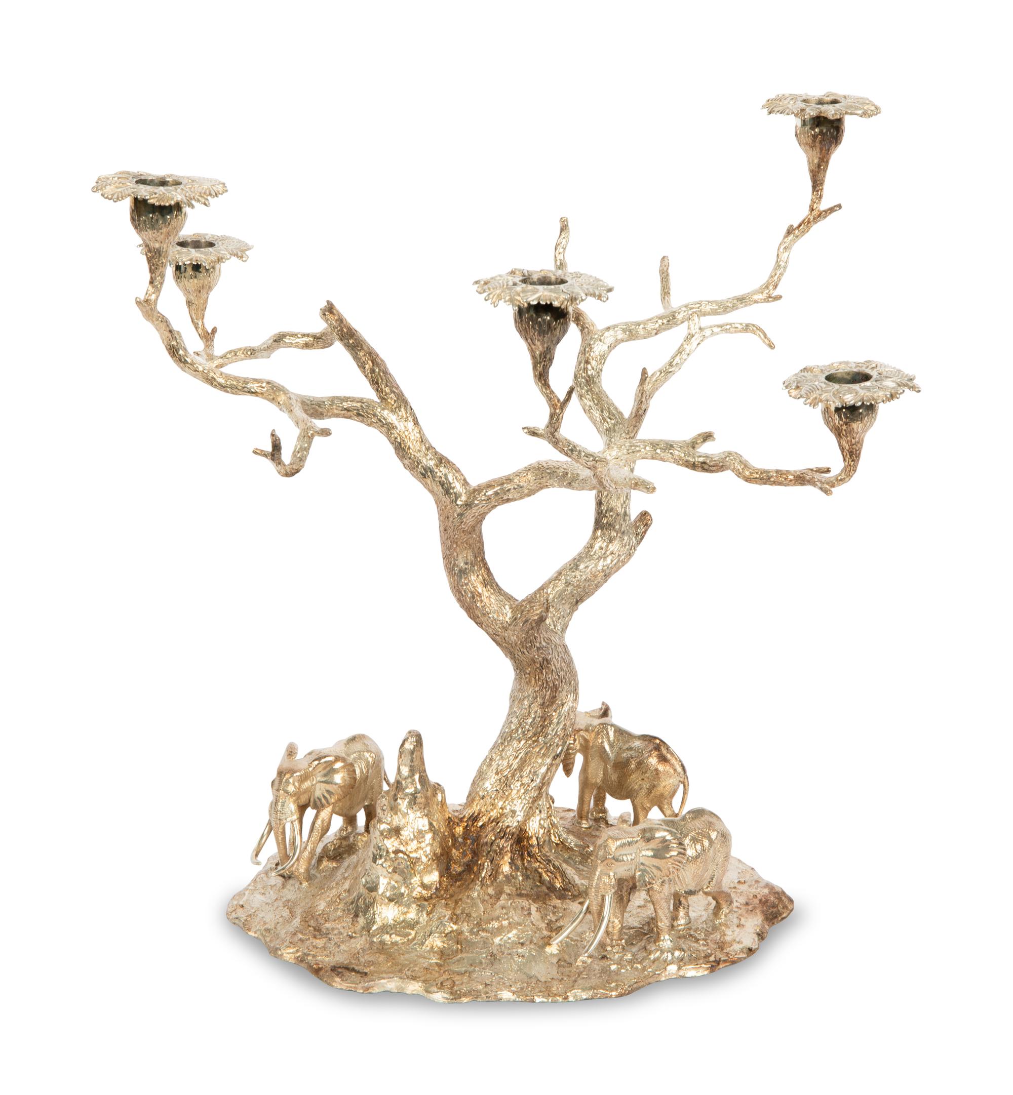 A Patrick Mavros Silver Tree of Lights Five-Light Candelabra