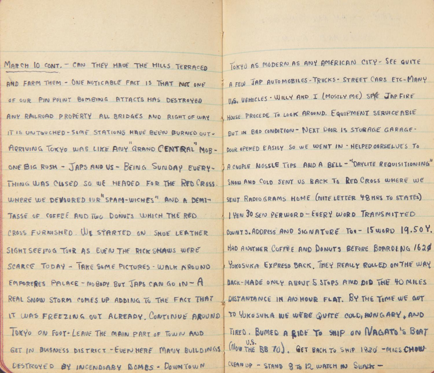 [World War II] Sailor's Pacific Theater Daily Journals, 1945-46, including Mention of the Dropping of the Atomic Bomb and Japan's Surrender