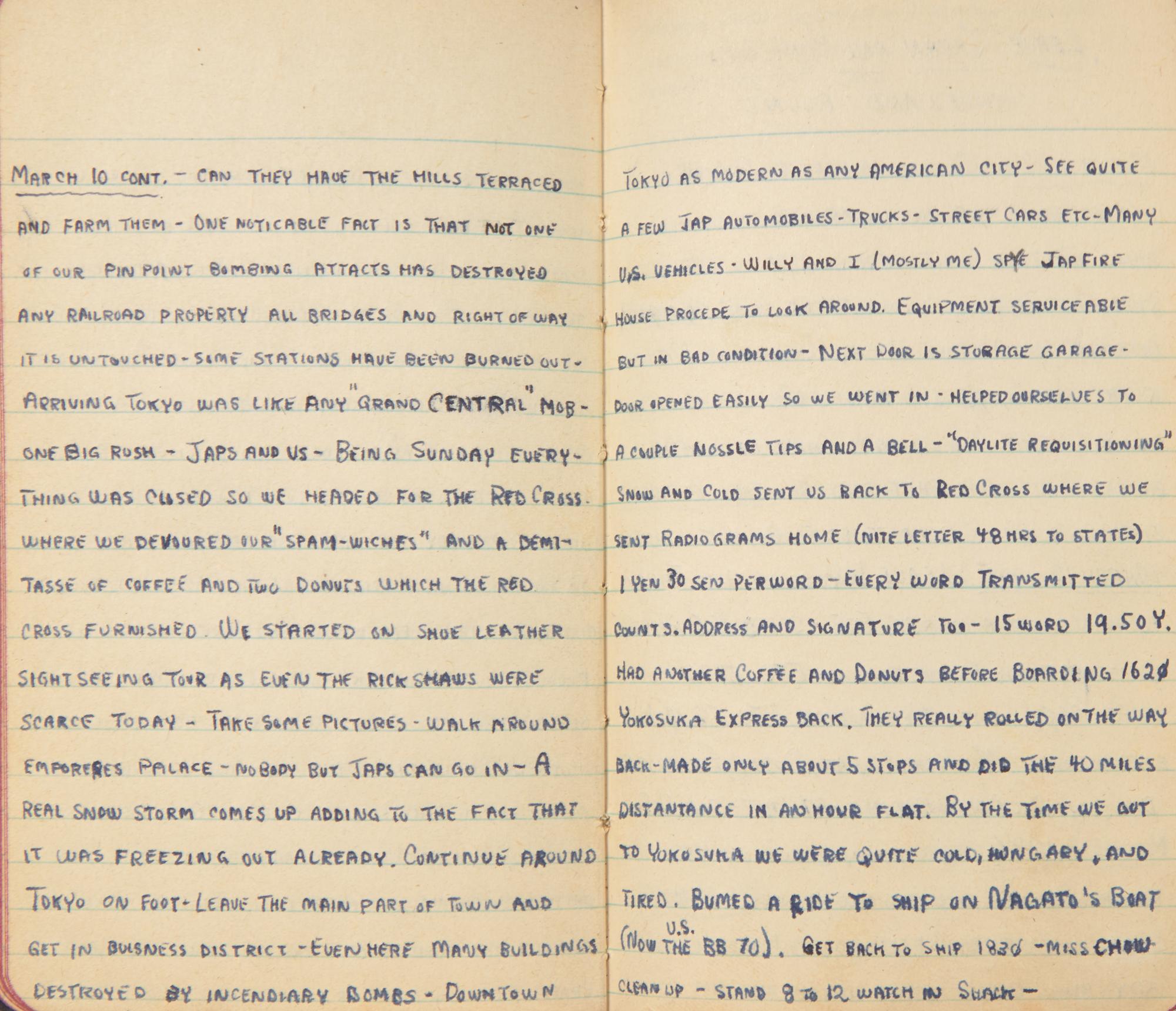 [World War II] Sailor's Pacific Theater Daily Journals, 1945-46, including Mention of the Dropping of the Atomic Bomb and Japan's Surrender
