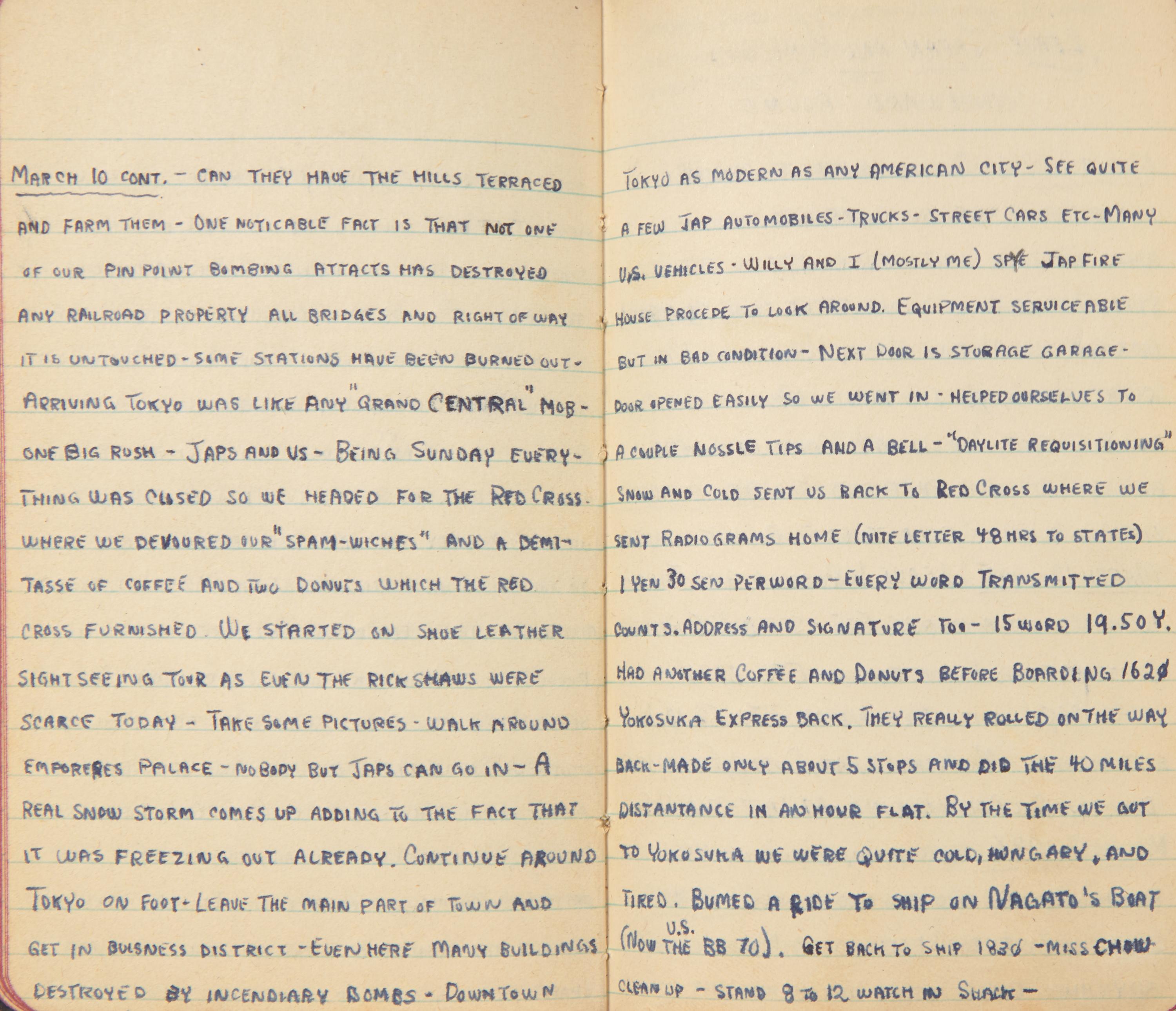 [World War II] Sailor's Pacific Theater Daily Journals, 1945-46, including Mention of the Dropping of the Atomic Bomb and Japan's Surrender