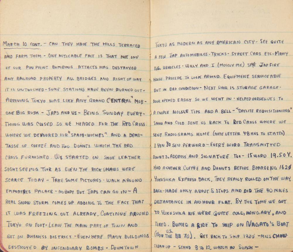 [World War II] Sailor's Pacific Theater Daily Journals, 1945-46, including Mention of the Dropping of the Atomic Bomb and Japan's Surrender