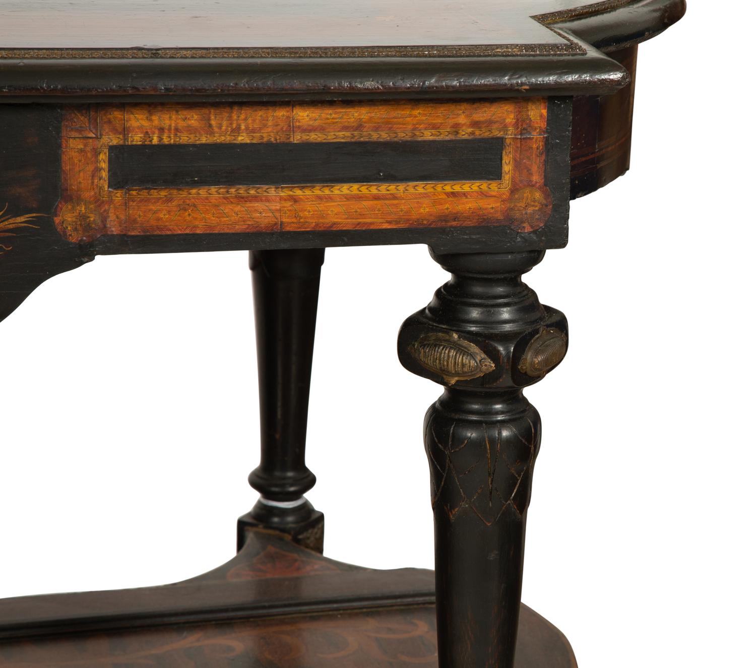 An Italian Gilt Metal-Mounted Marquetry Center Table