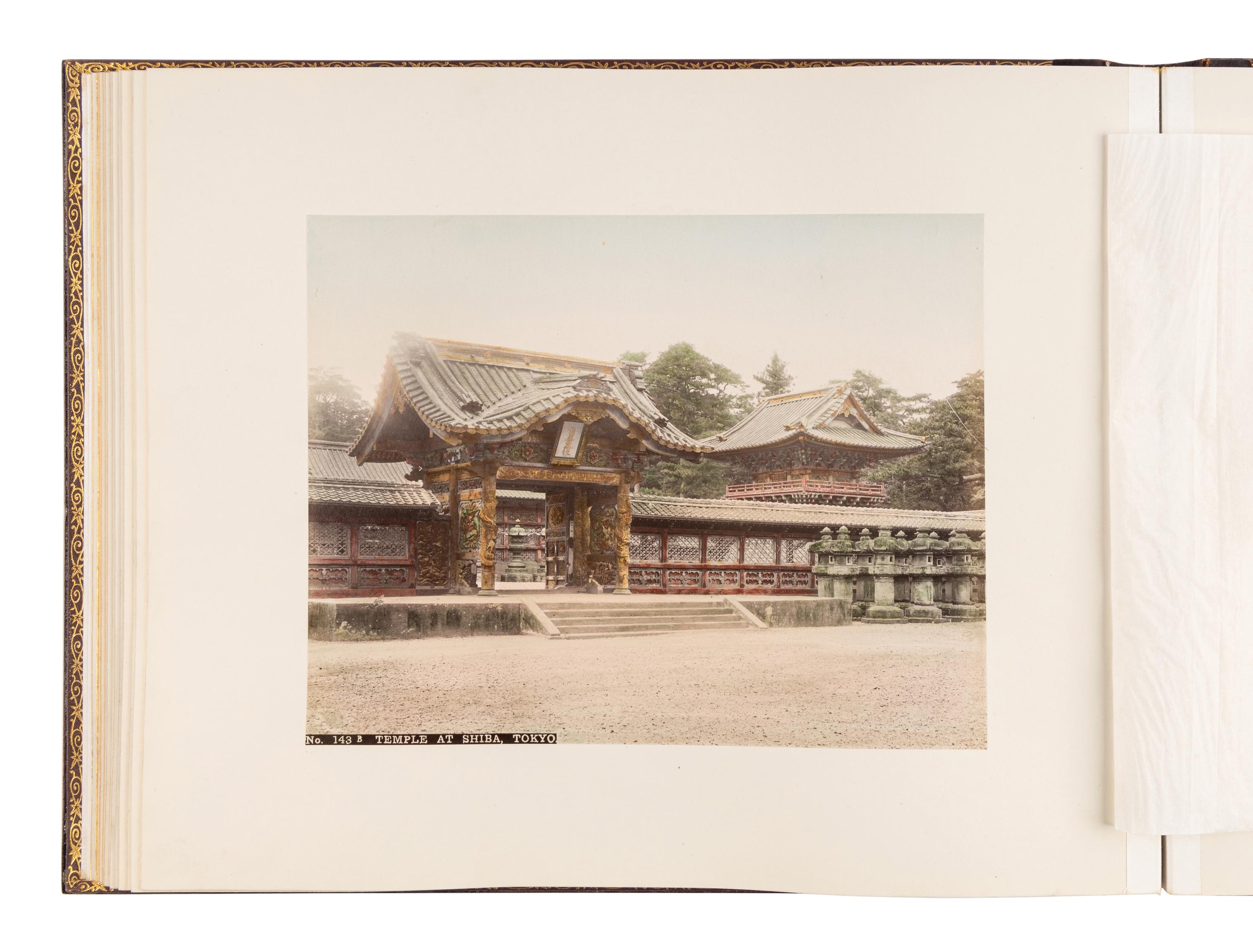 [JAPAN]. TAMAMURA, Kozaburo (1856-1923), photographer. Japanese photograph album of 50 hand-tined photographs attributed to the studio of Kozaburo Tamamura. Japan, ca 1890.