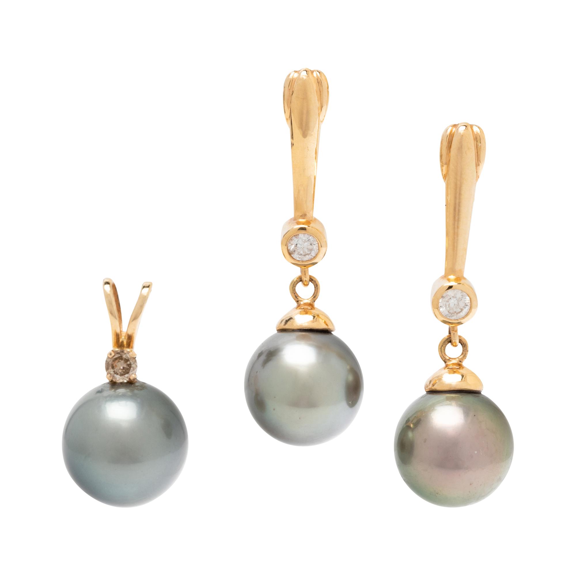 COLLECTION OF CULTURED TAHITIAN PEARL AND DIAMOND JEWELRY