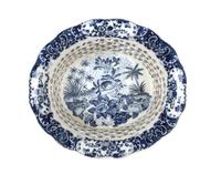 A Chinese Export Blue and White Reticulated Basket Height 5 5/8 x width 12 1/2 inches.