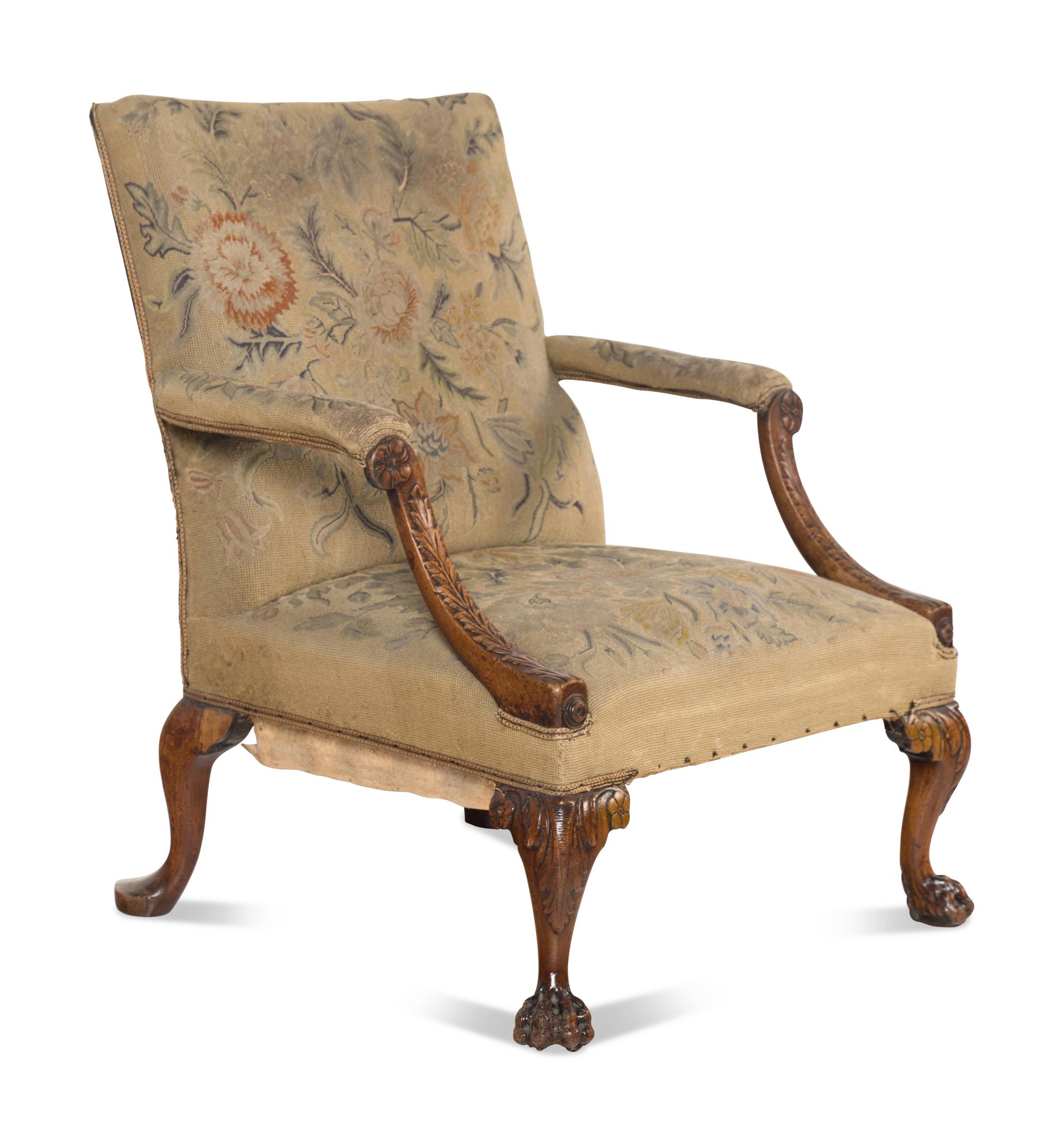 A George II Walunt Library Armchair
