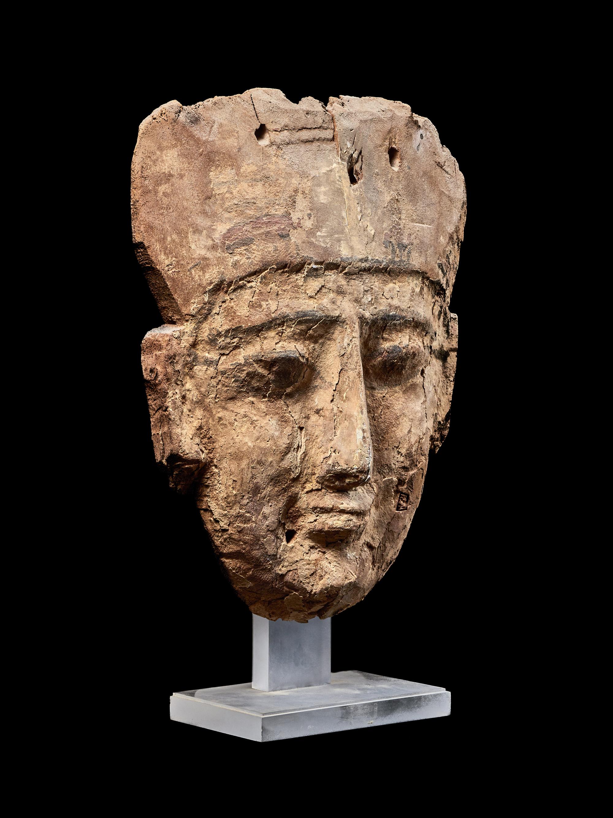 An Egyptian Painted Wood Mummy Mask