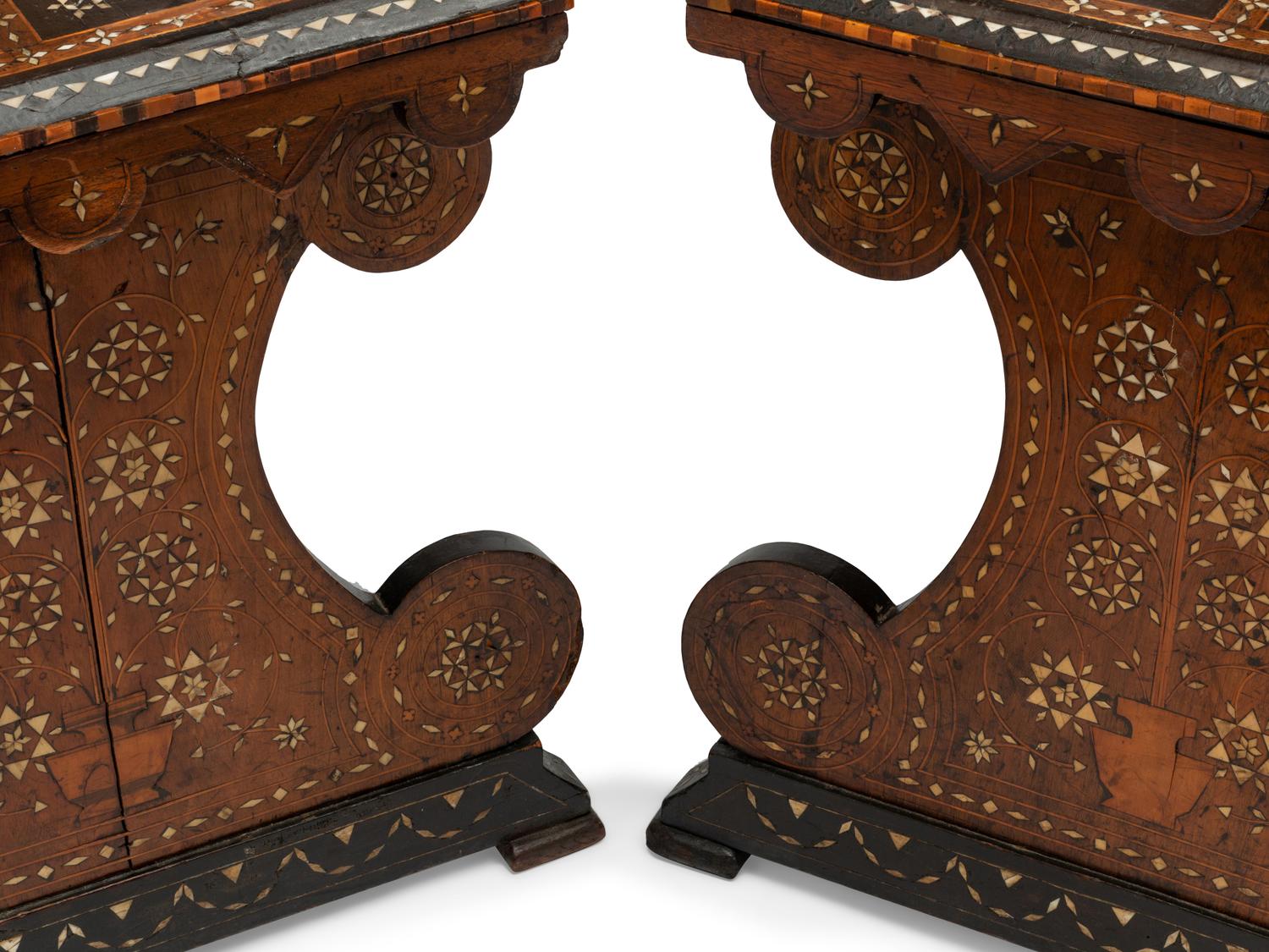 A Pair of Northern Italian Bone Inlaid Hall Chairs