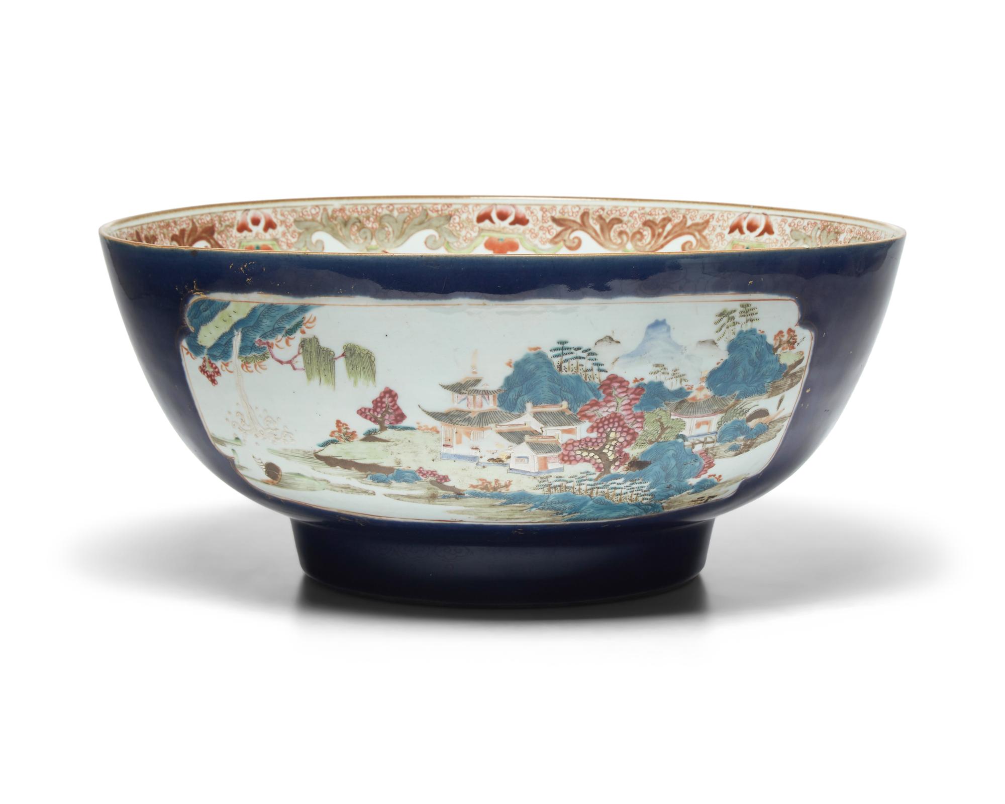 A Chinese Export Porcelain Famille Rose Punch Bowl