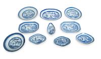 A Collection of Chinese Export Blue and White Canton Porcelain Plates and Serving Dishes — CIRCA 1820