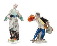 Two Meissen Porcelain Figures Height 3 1/2 inches. — 19TH/20TH CENTURY