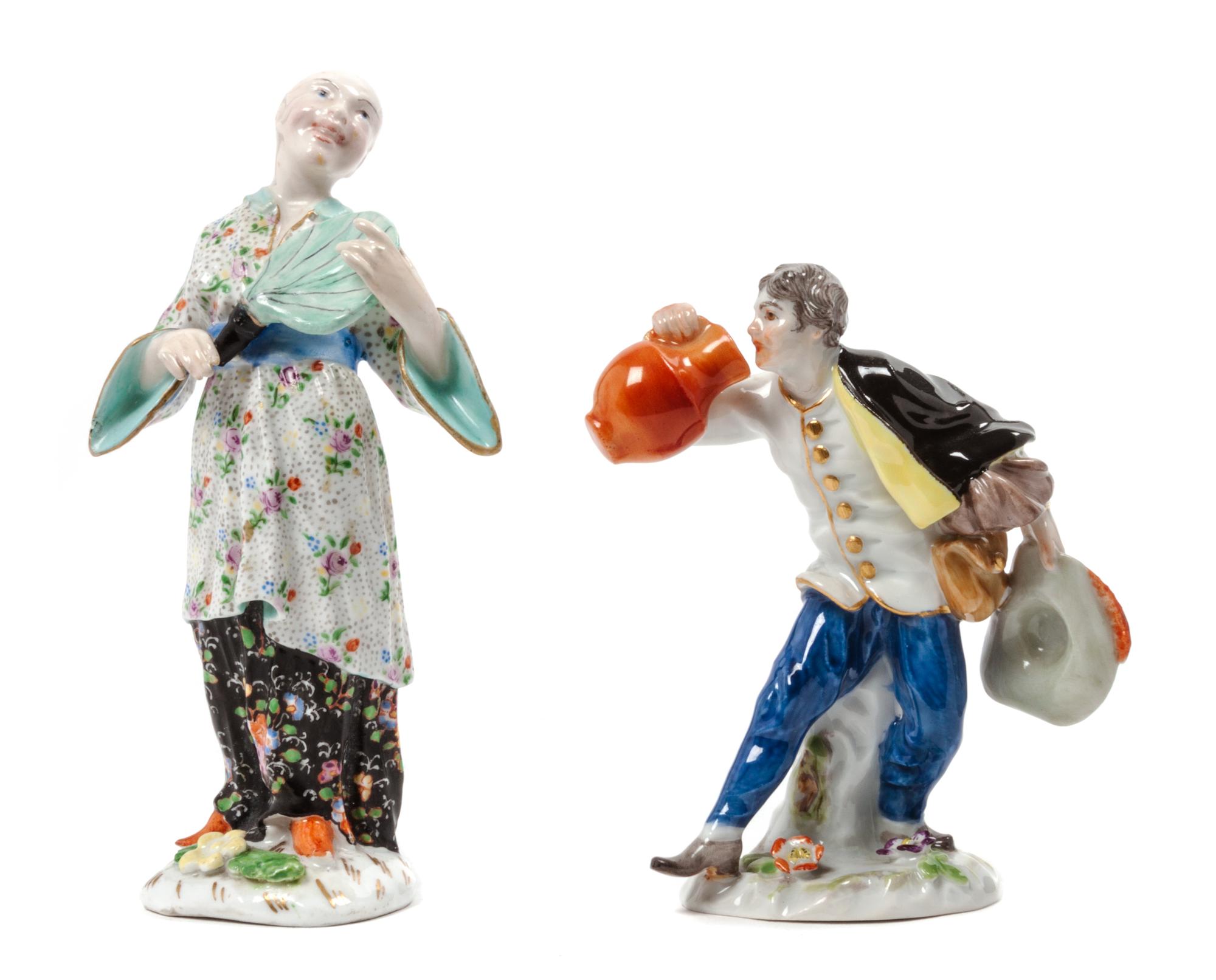 Two Meissen Porcelain Figures Height 3 1/2 inches. — 19TH/20TH CENTURY
