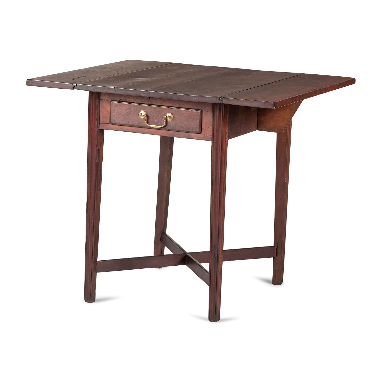A Federal Molded Cherrywood X-Form Stretcher Base Pembroke Table