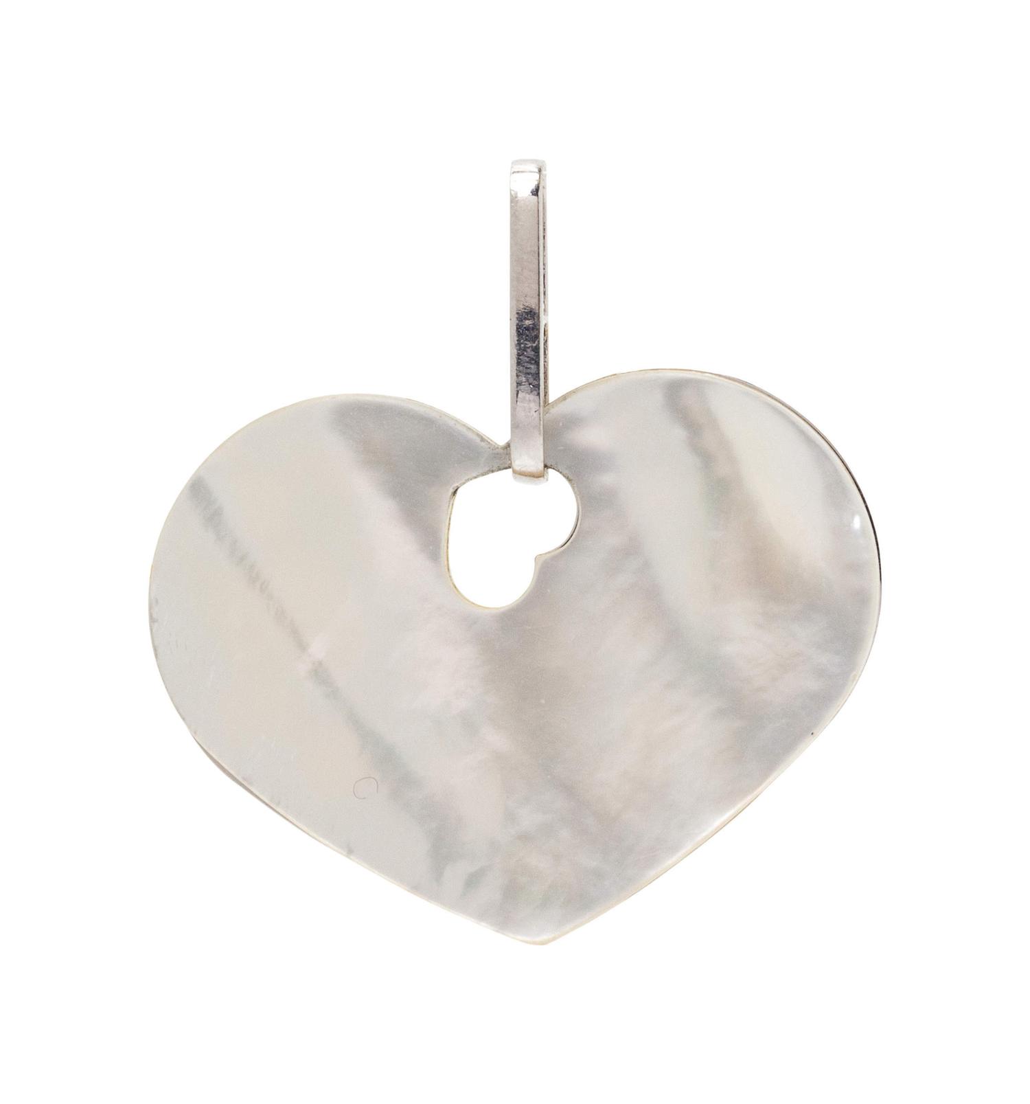 An 18 Karat White Gold, Diamond and Mother-of-Pearl Heart Pendant, Nanis,