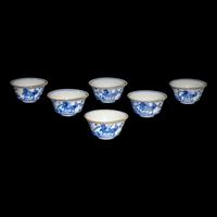 A Set of Six Blue and White 'Qilin' Porcelain Cups 青花麒麟紋杯六隻
