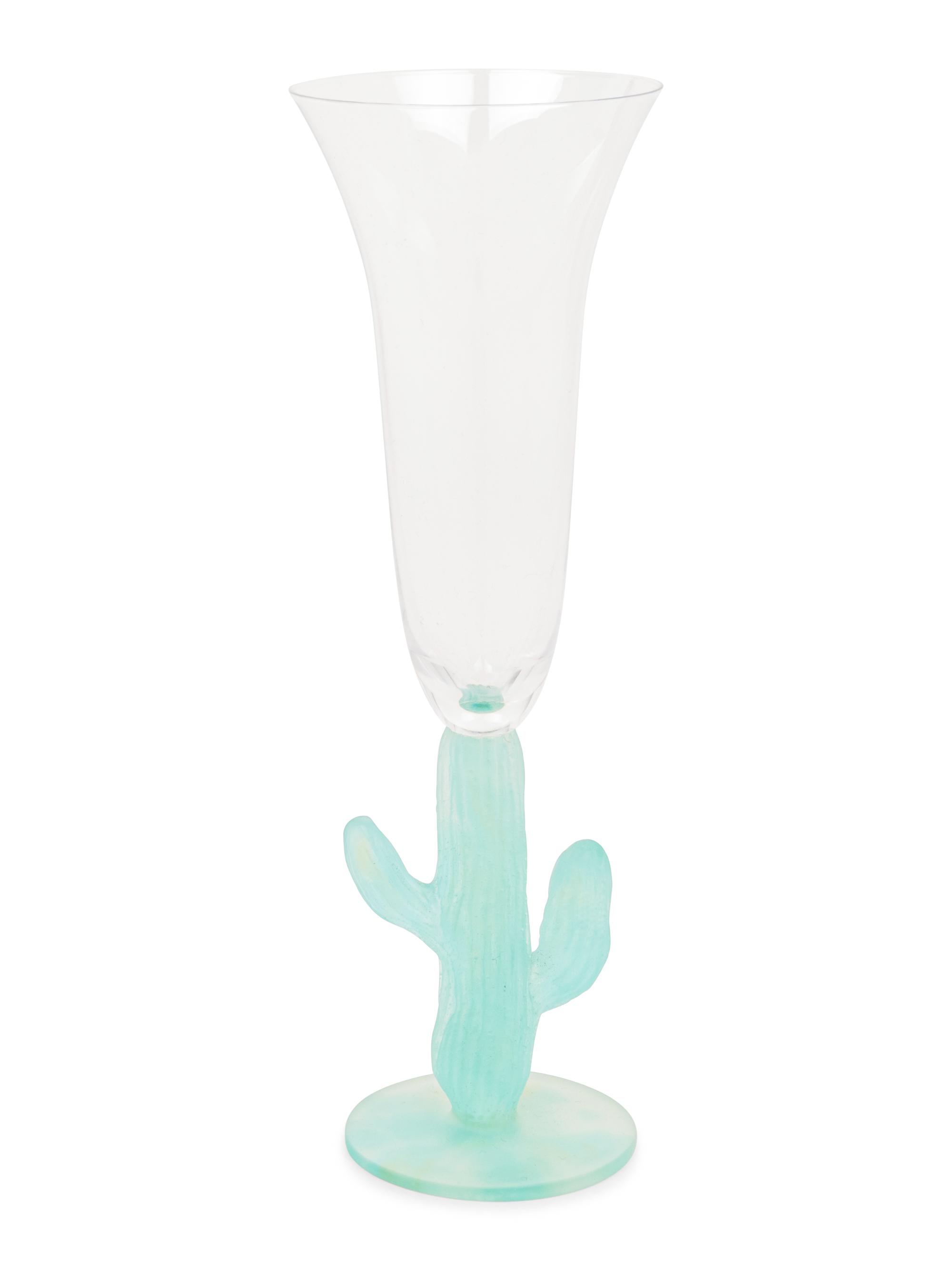 A Set of Thirteen Daum Pâte-de-Verre Cactus Champagne Flutes