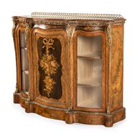 A Victorian Gilt Bronze Mounted Walnu t, Crossbanded Kingwood and Floral Marquetry Console Cabinet