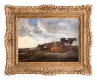 Dutch School Landscape with Cows and Shepherd oil on canvas