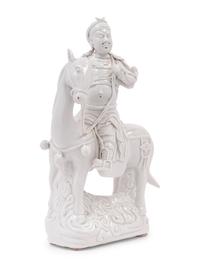 A Chinese Blanc-de-Chine Porcelain Figure of Guangong