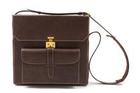 A Gucci Brown Leather Hardsided File Case, 13" x 12" x 5".