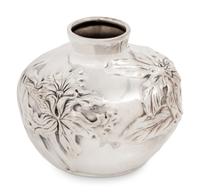 A Tiffany and Co. Silver Vase with Irises