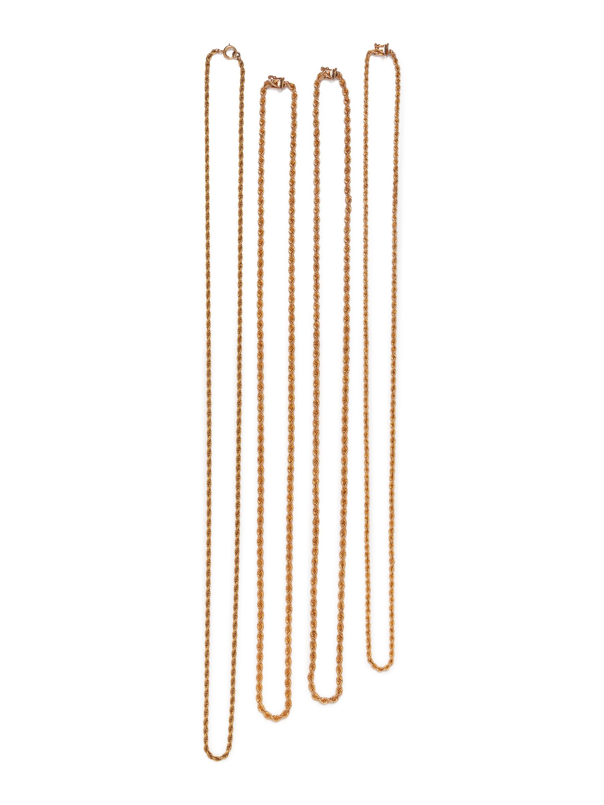 COLLECTION OF YELLOW GOLD CHAIN NECKLACES