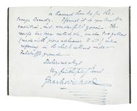 DICKENS, Charles (1812-1870). Fragment of an autograph letter signed (“Charles Dickens”), to an unknown recipient, n.d.