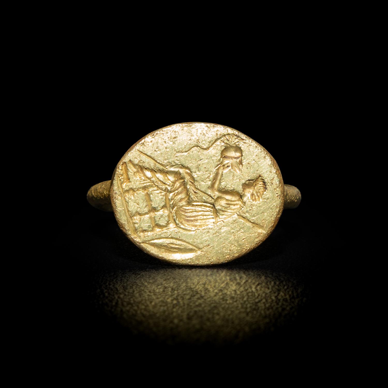 A Greek Gold Finger Ring with Athena