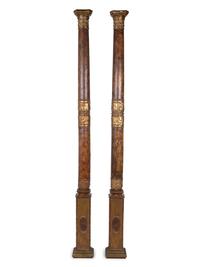 A Pair of Italian Painted and Parcel Gilt Pilasters — 18TH/19TH CENTURY
