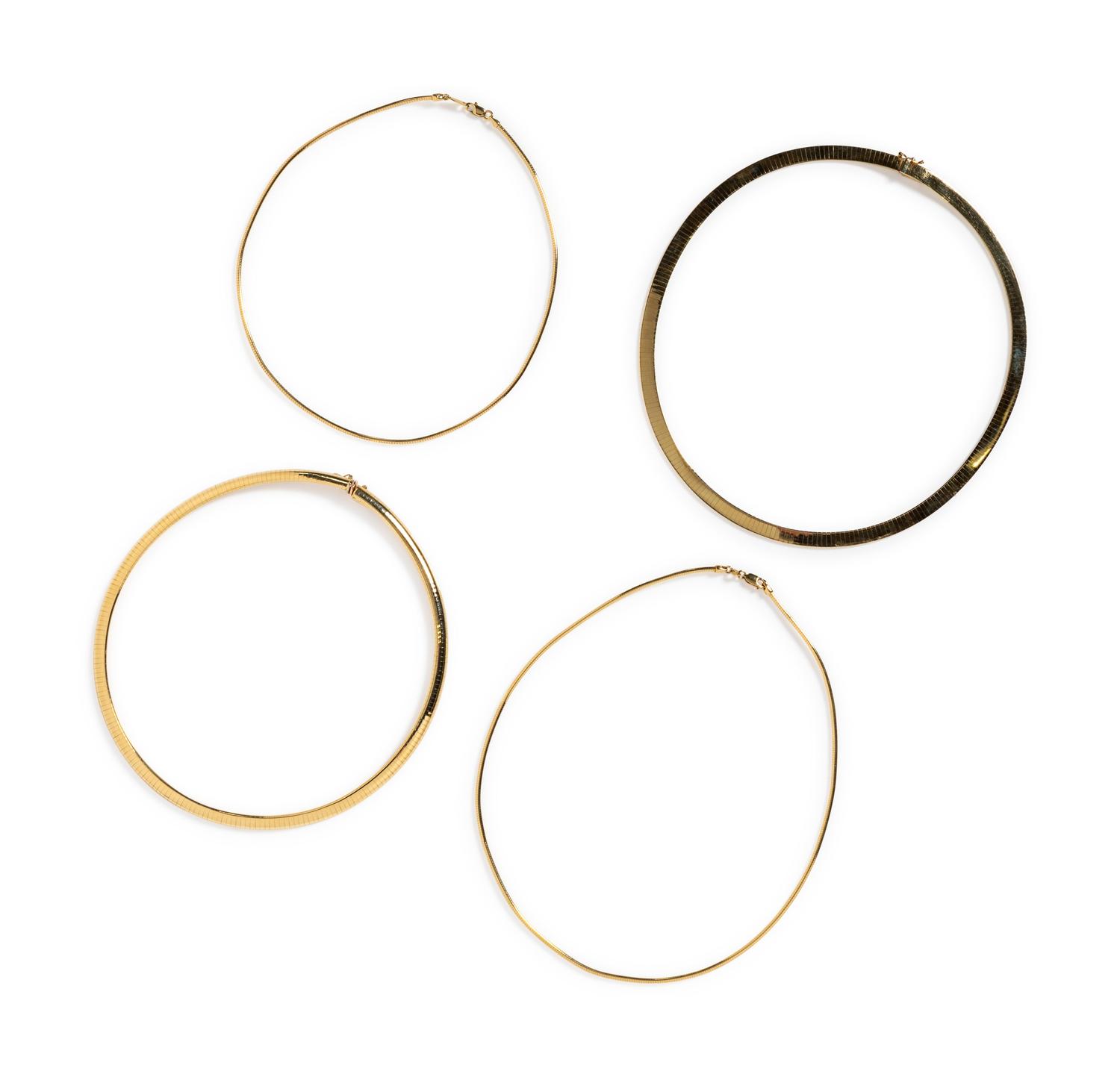 A Collection of 14 Karat Yellow Gold Necklaces,