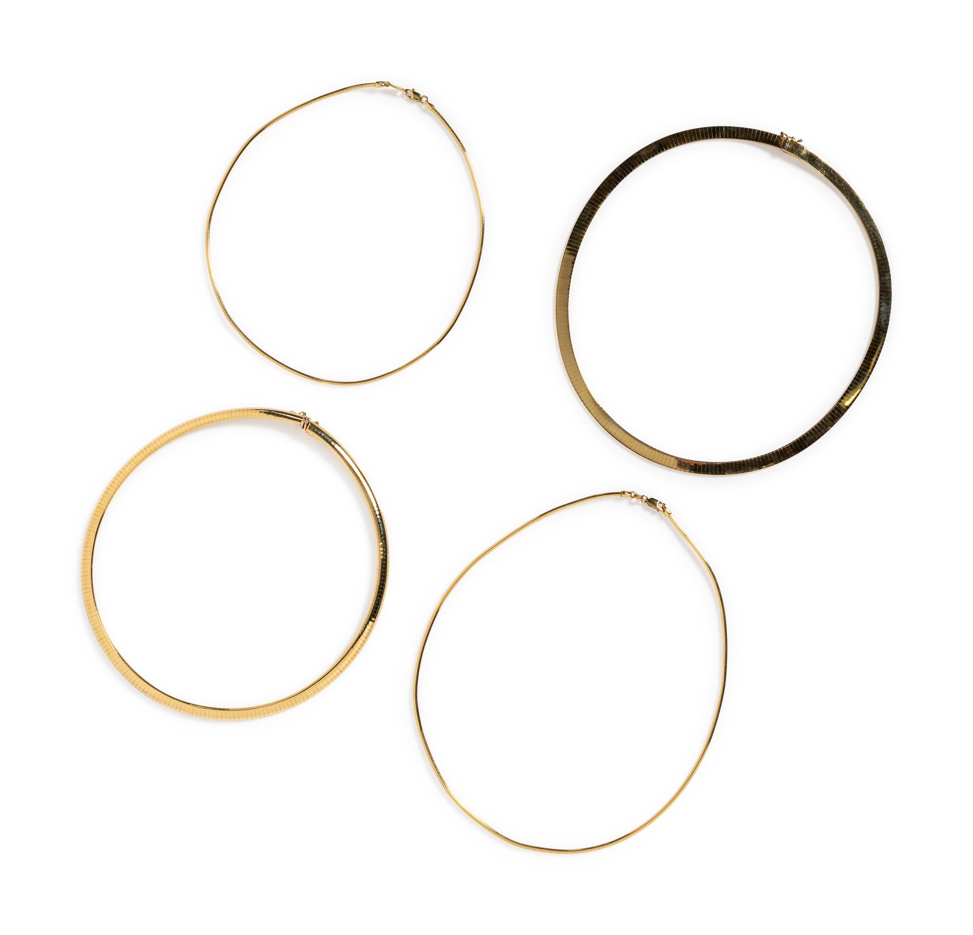 A Collection of 14 Karat Yellow Gold Necklaces,