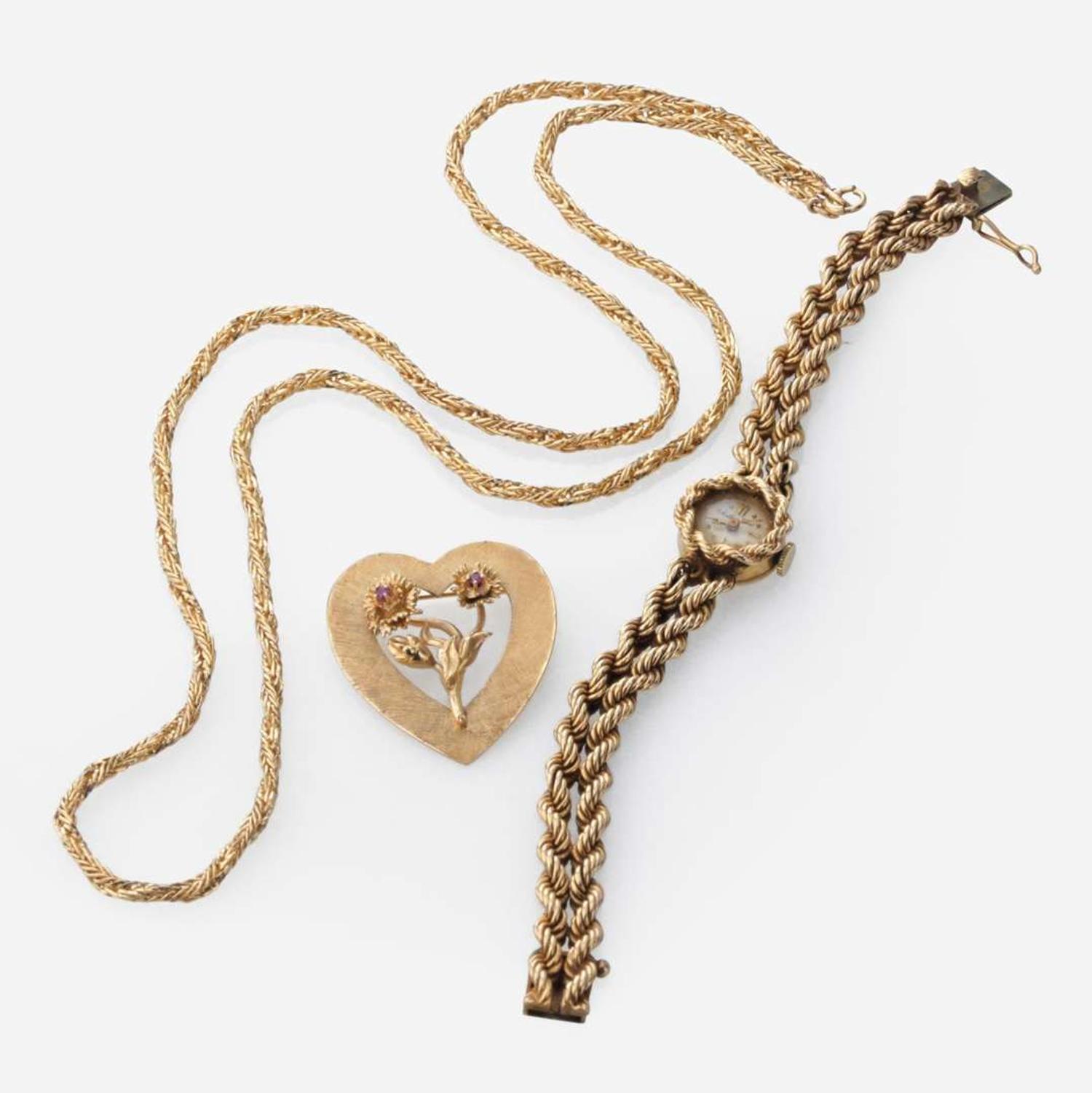 A Group of Gold Jewelry and Watch