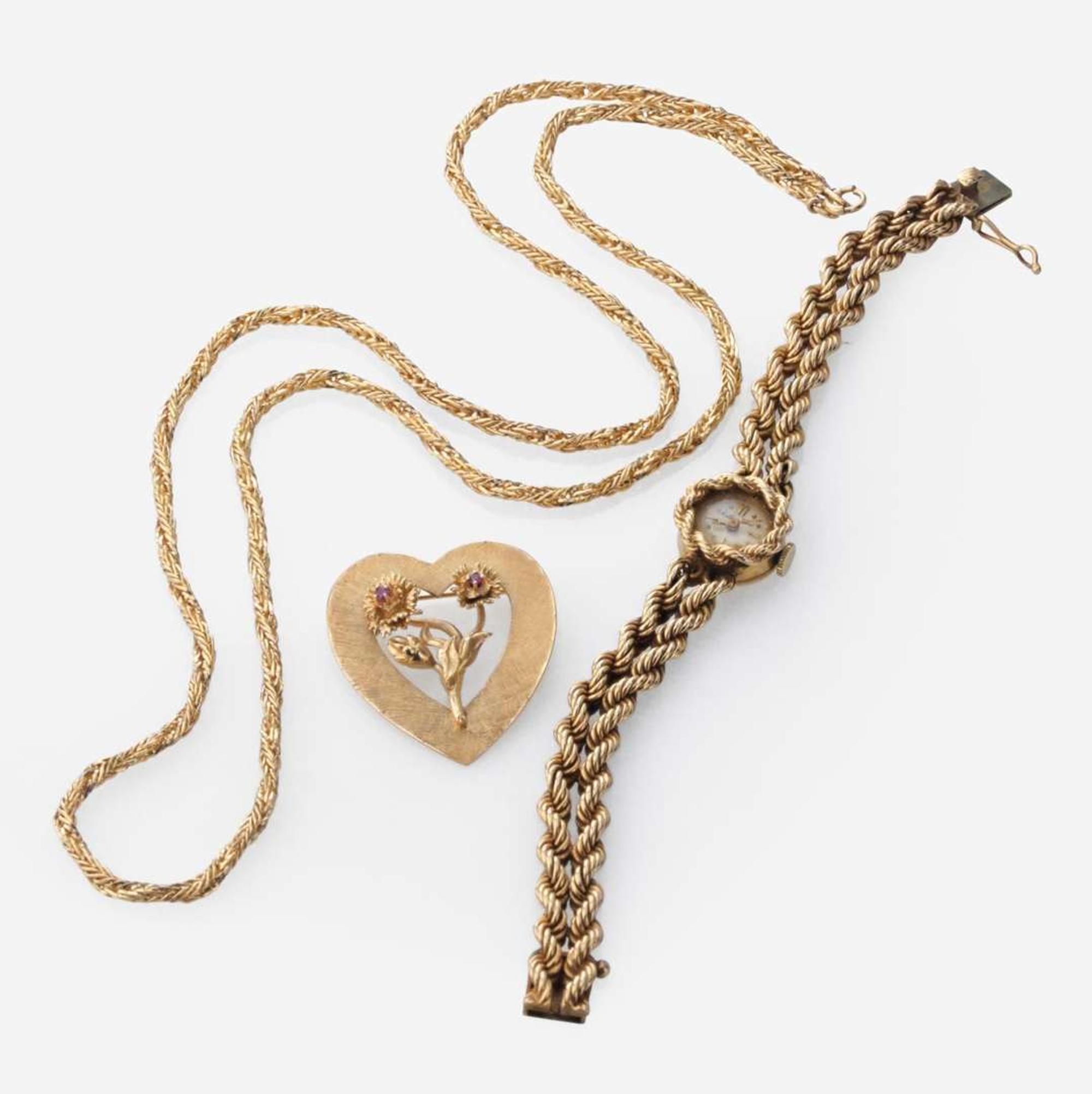 A Group of Gold Jewelry and Watch