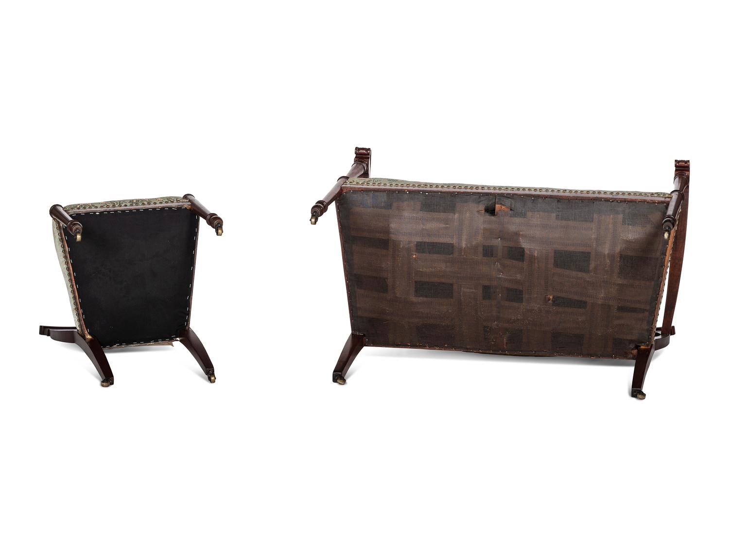 An Edwardian Mahogany Settee and Side Chair