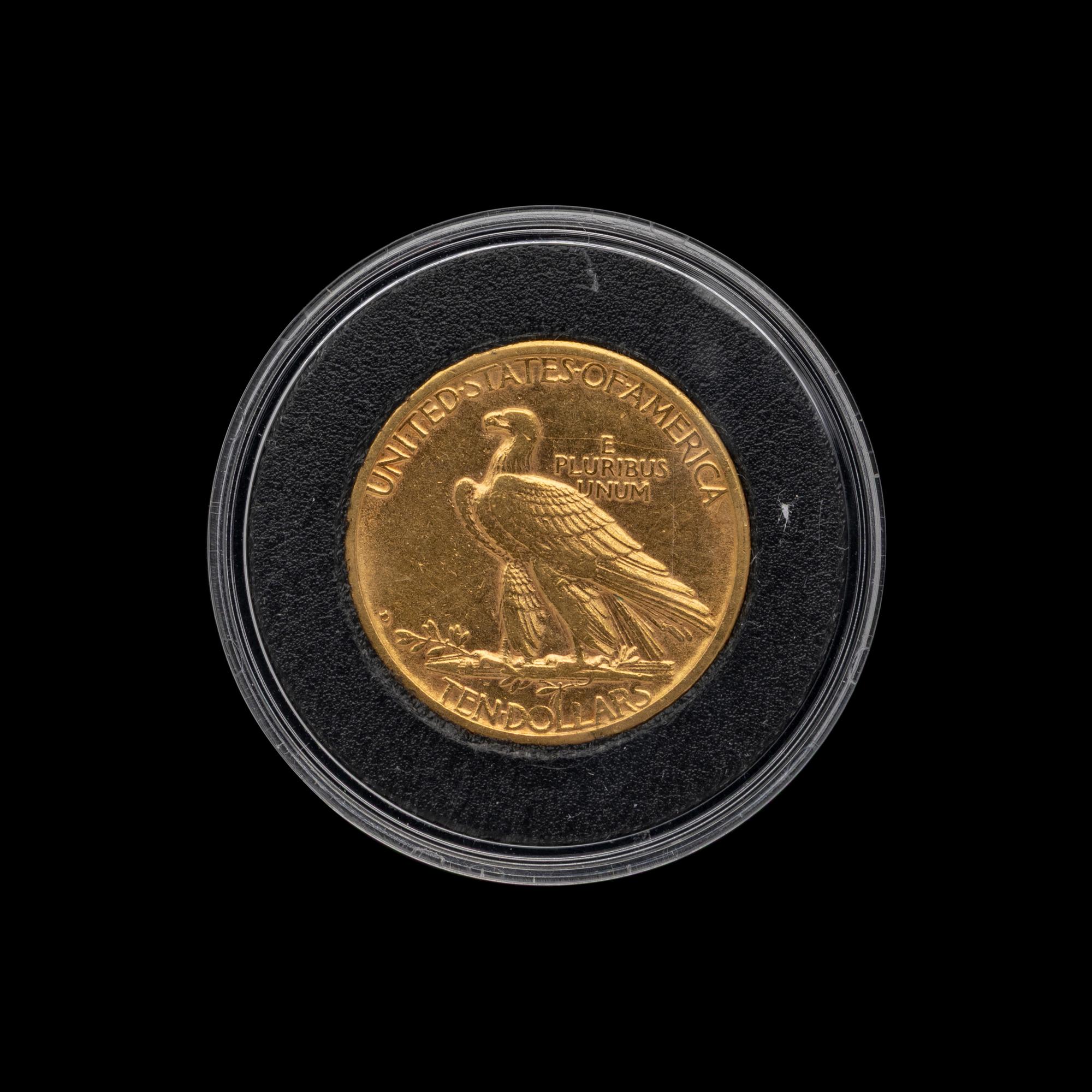 A 1908-D Indian Head: No Motto $10 Gold Coin