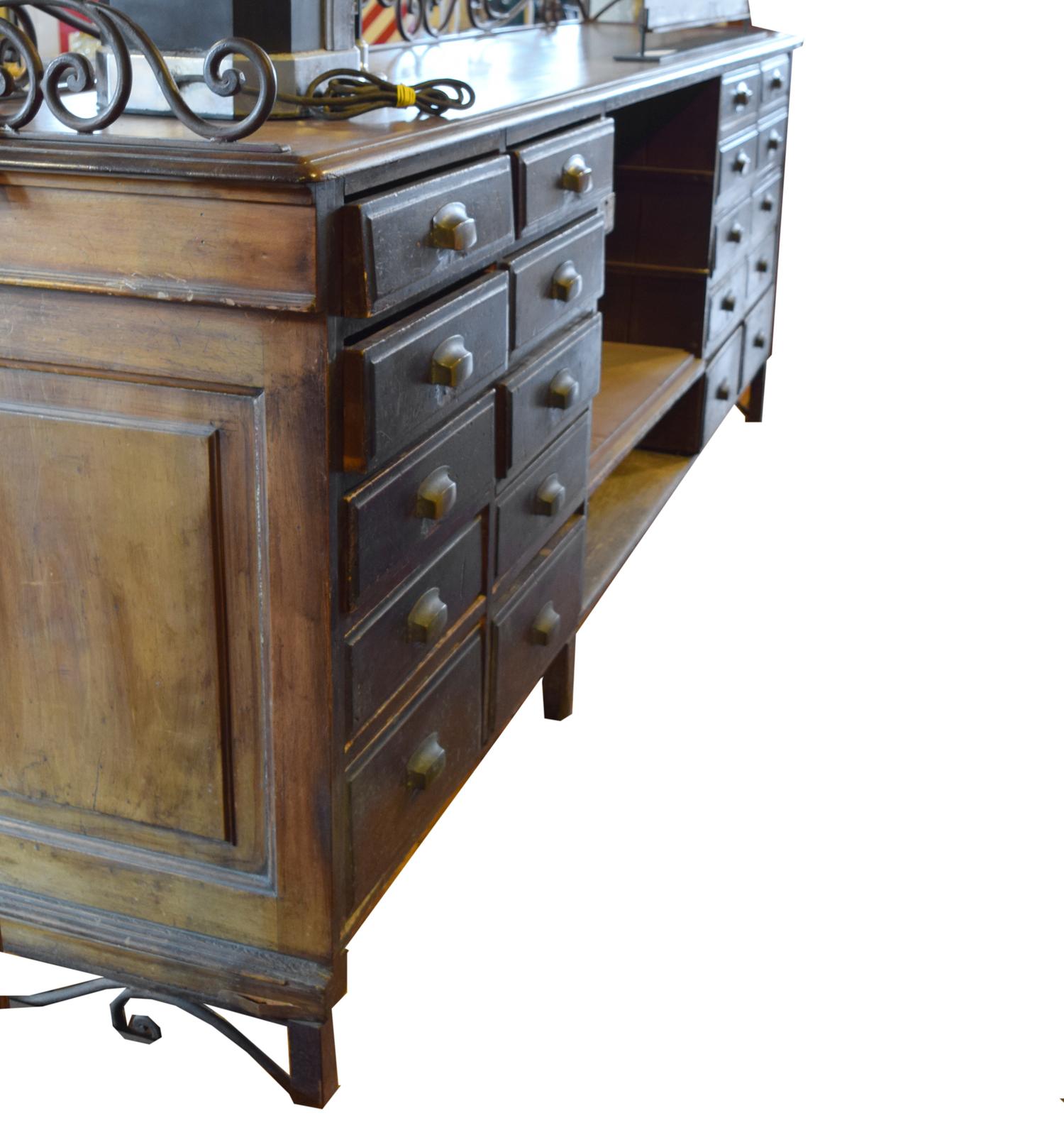 A Wrought Iron and Wood Shop Counter 118" W x 29" D x 52" H — Argentina, Circa 1920