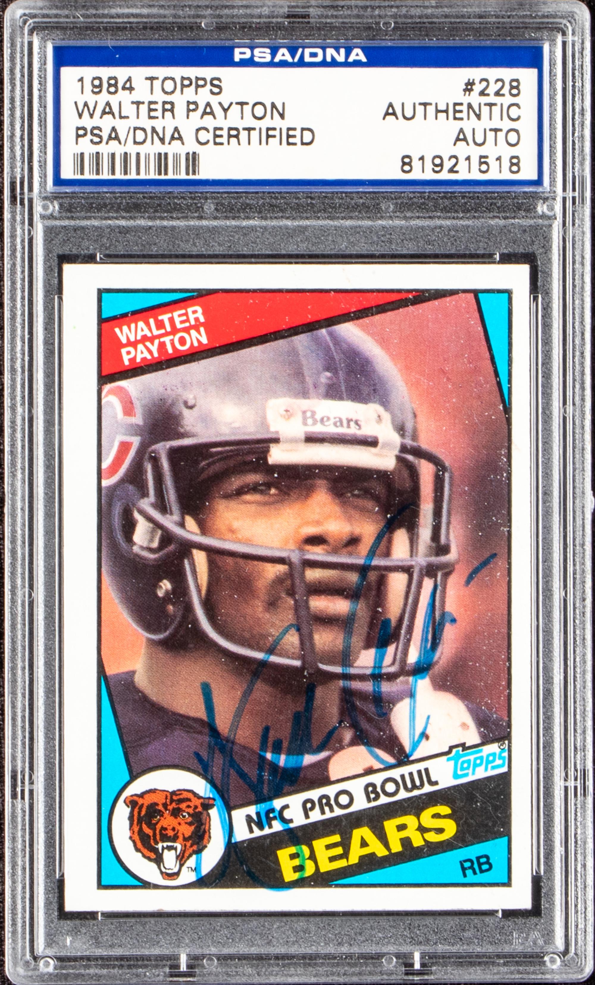A 1984 Topps Walter Payton Signed Autograph Football Card No. 228 (PSA Authentic)