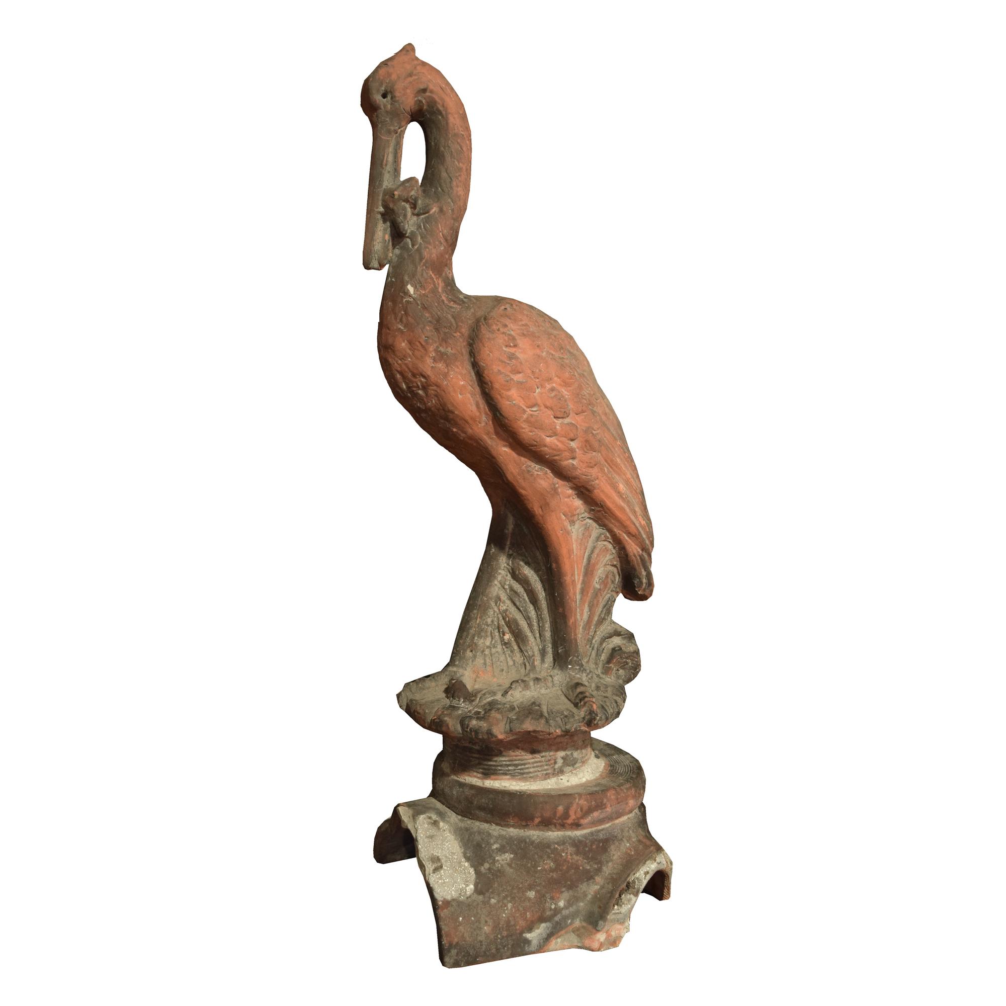 A Terra Cotta Bird Form Roof Crest 14" W x 11" D x 34" H — France, 20th Century