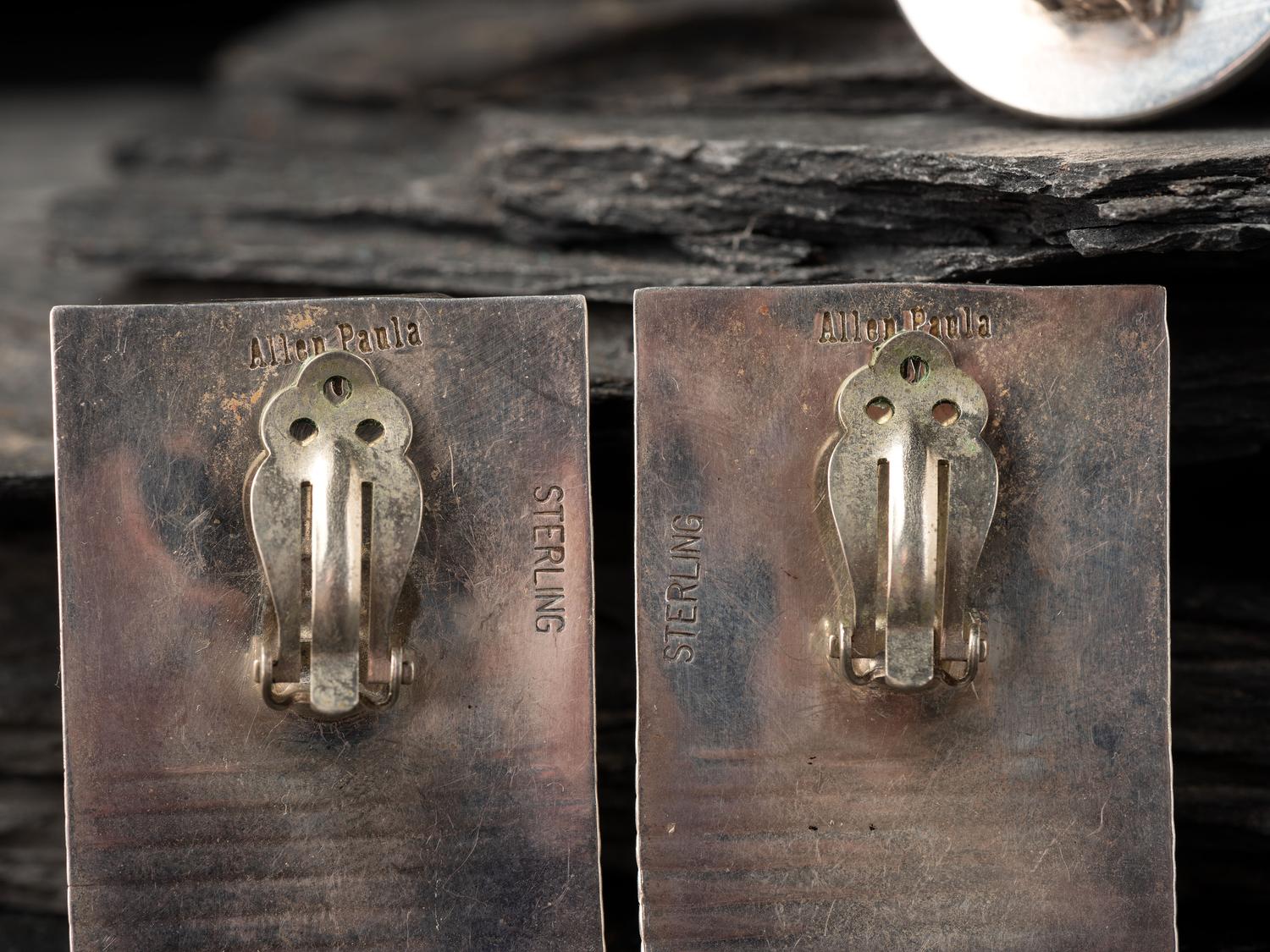 Silver Earrings with Inlay