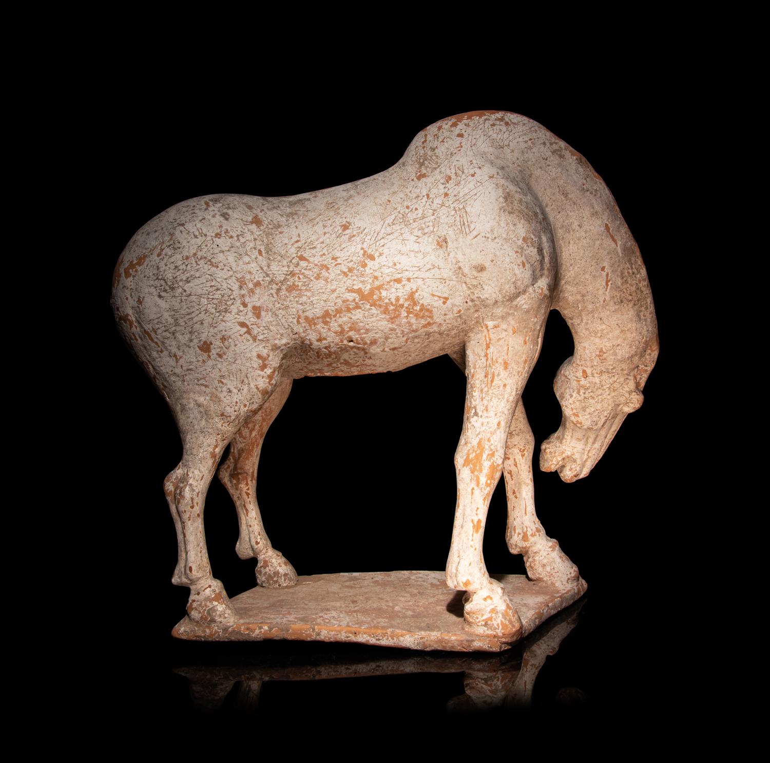 Three Chinese Pottery Equine Figures