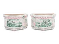 A Pair of French Faience Cache Pots