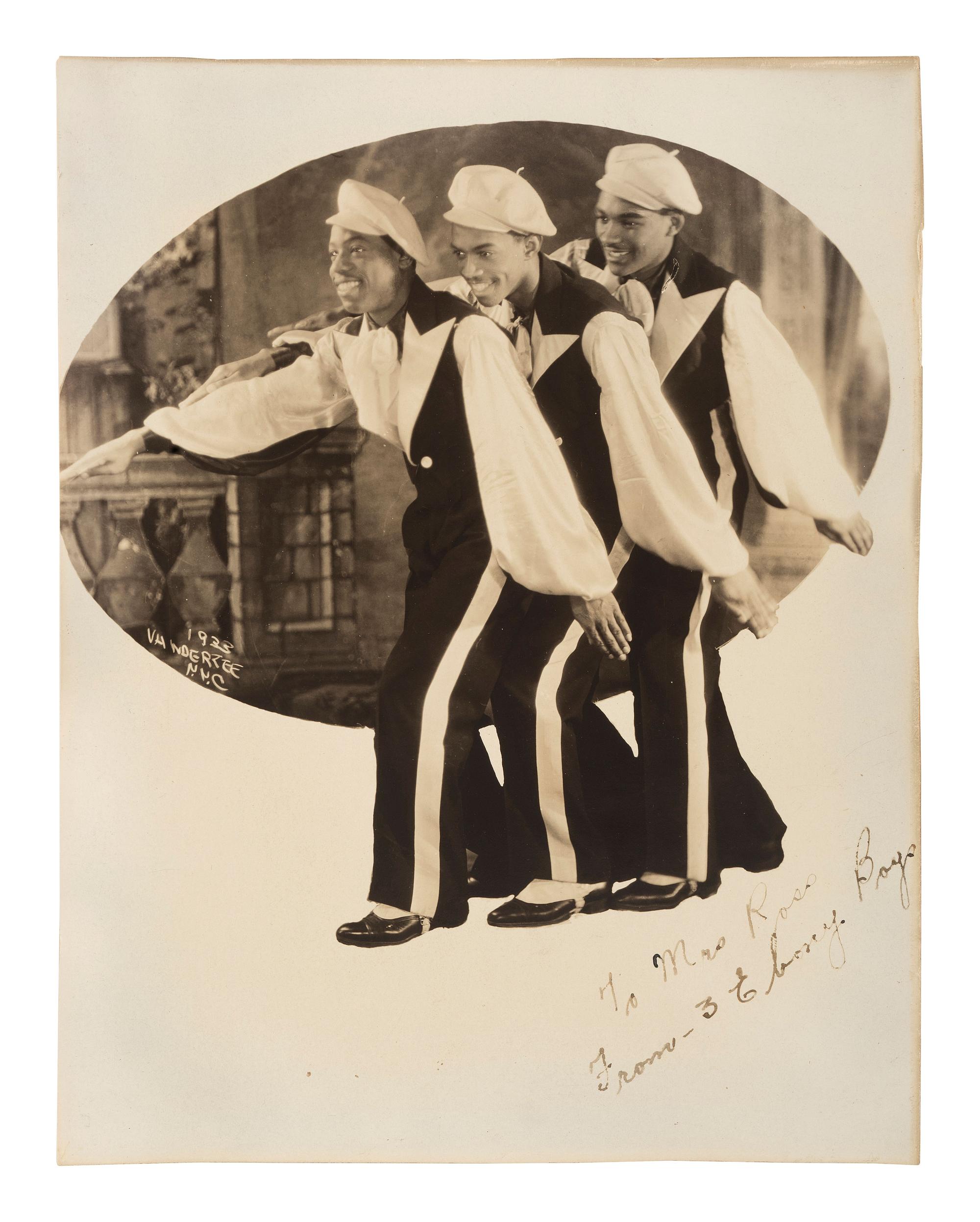 [EARLY PHOTOGRAPHY]. Ebony Boys . New York, NY: G.G.G. Photo Studio, 1933, operated by noted Harlem photographer James VANDERZEE (1886-1983).