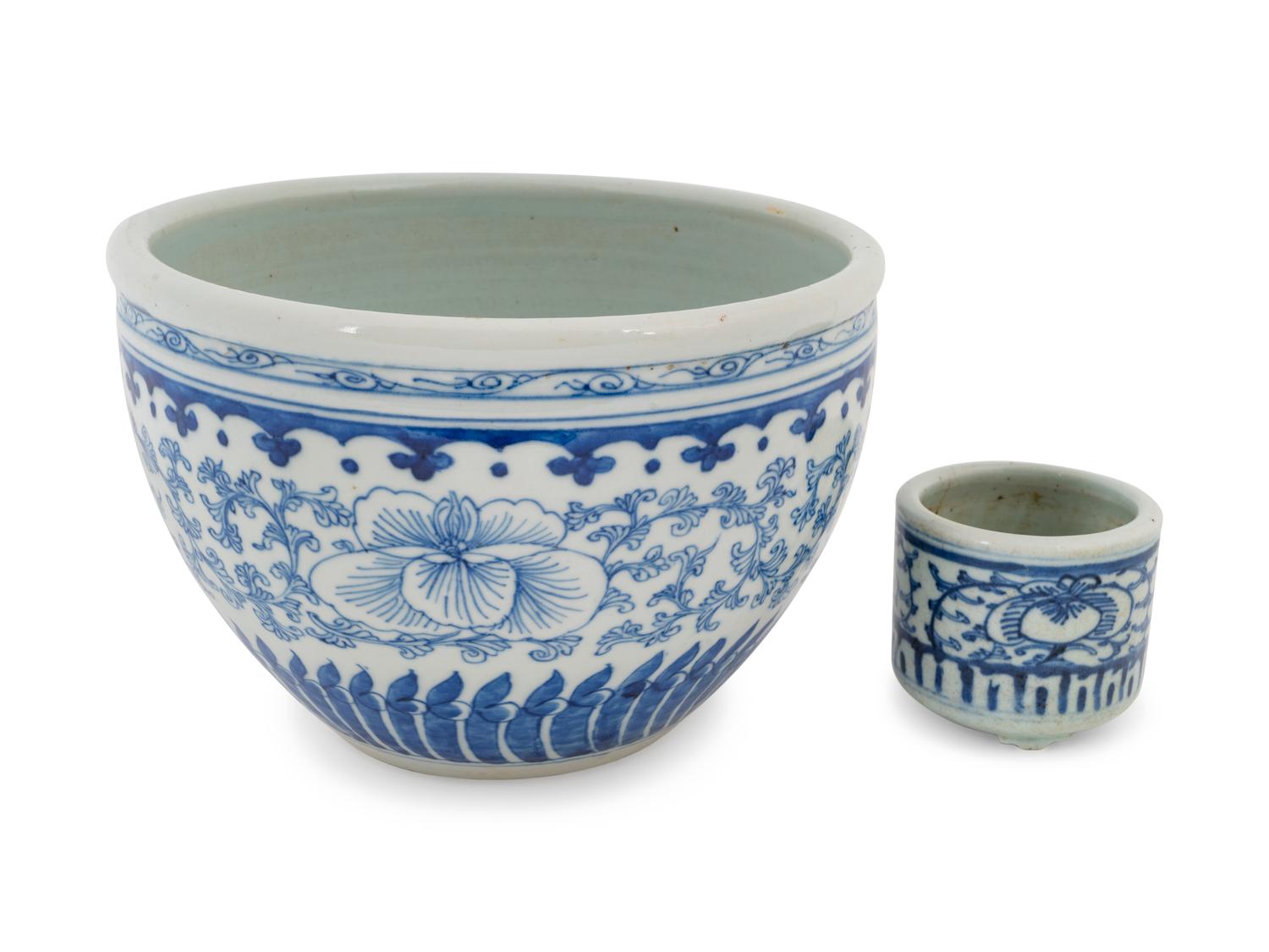 Two Chinese Blue and White Porcelain Scholar’s Articles — 19TH CENTURY
