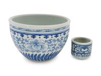 Two Chinese Blue and White Porcelain Scholar’s Articles — 19TH CENTURY