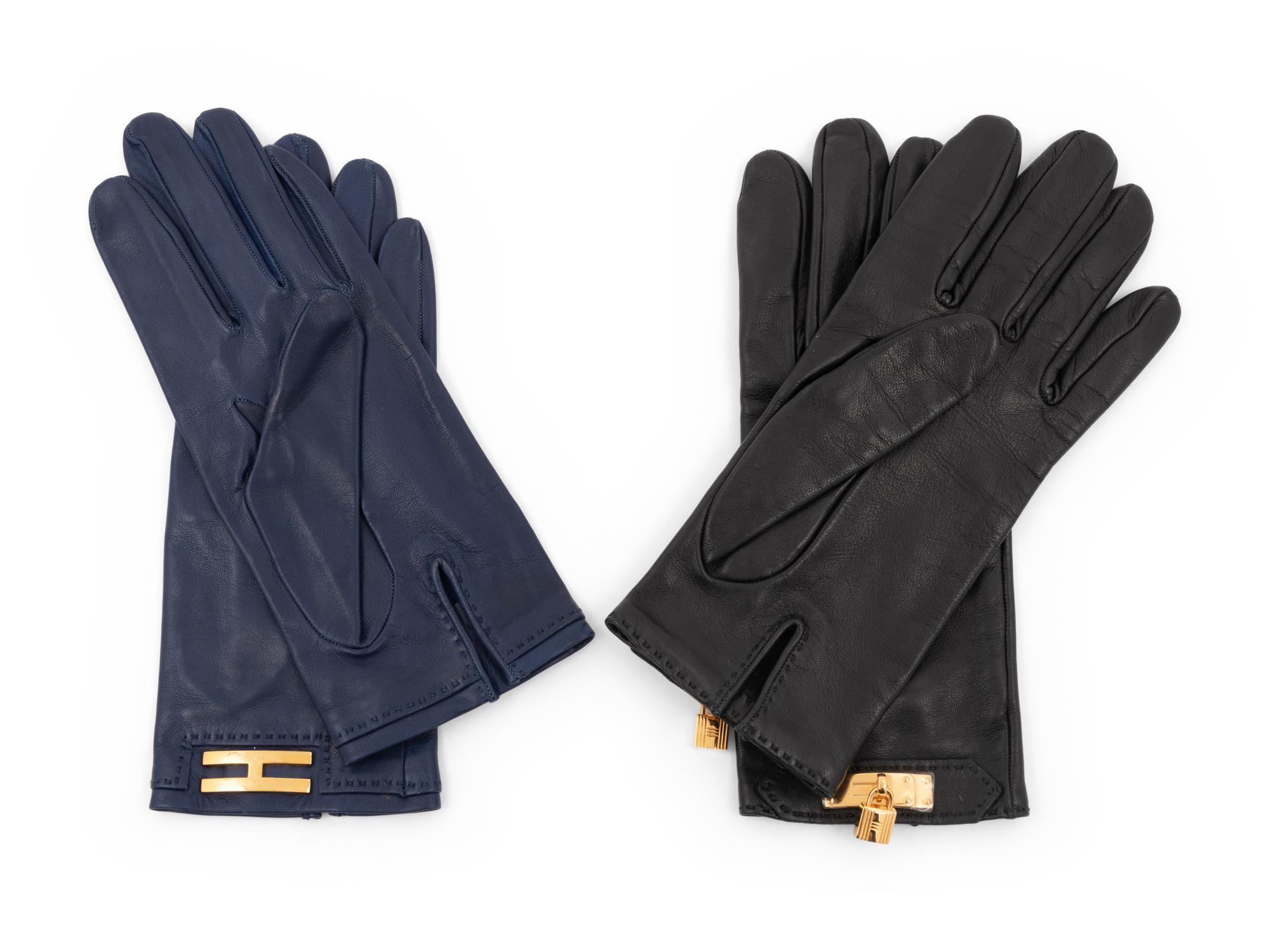 Two Pairs of Hermès Leather Gloves