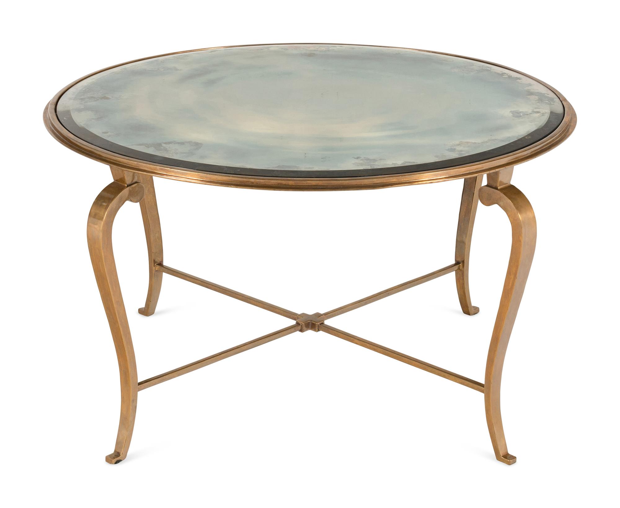 A Contemporary Brass and Mirrored Low Table