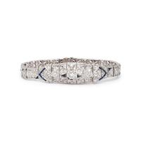 ART DECO, PLATINUM, DIAMOND, AND SYNTHETIC SAPPHIRE BRACELET