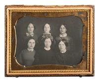 [EARLY PHOTOGRAPHY]. Quarter plate daguerreotype of six young women.