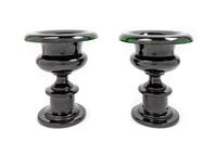 A Pair of Continental Green Glass Jardinieres