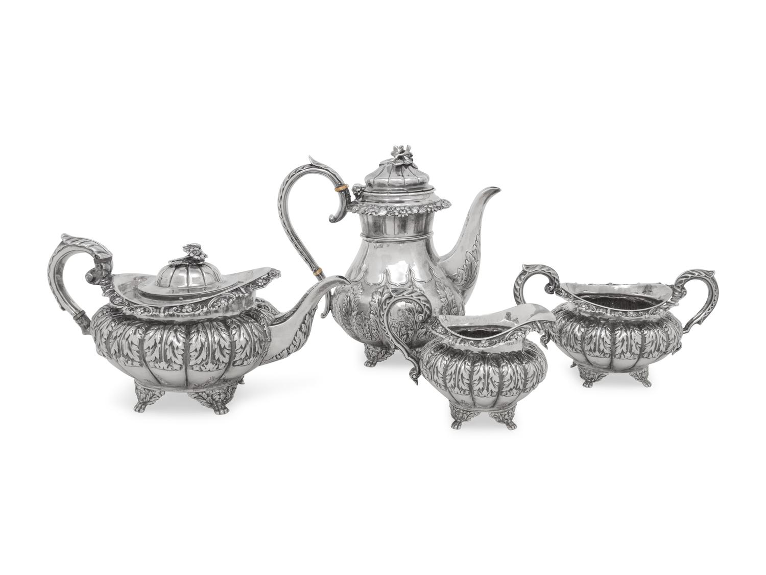 An Assembled Irish Silver Four-Piece Tea and Coffee Service